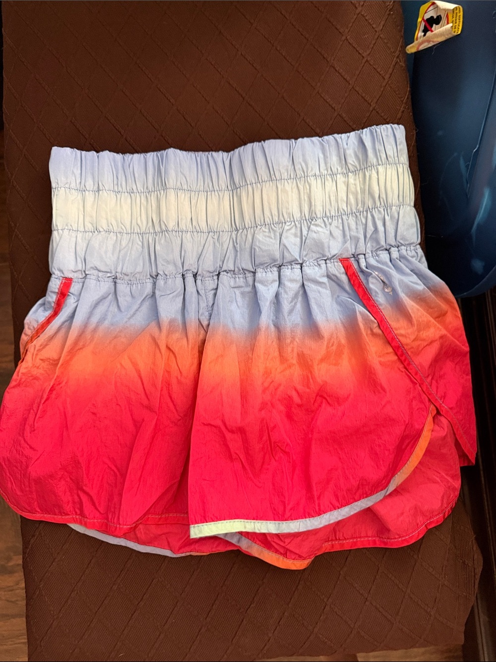 NWOT Free People Ombre Blue to Red Elastic-Waist Athletic Shorts